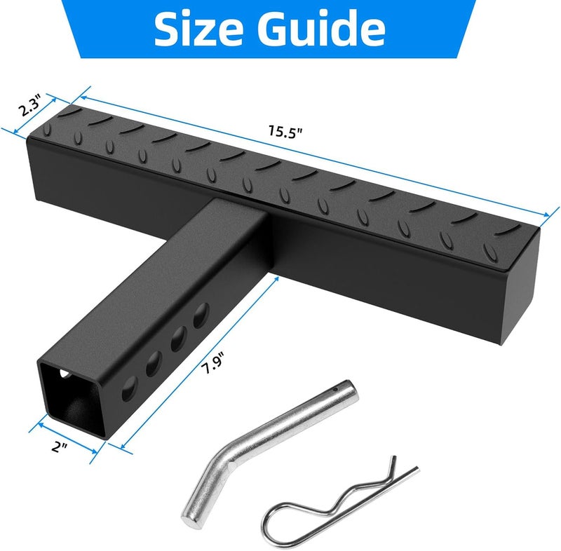 Qualward Hitch Step for 2 Inch Receiver, Steel Trailer Step with Non-Slip and Rust Towing Bumper Guard for Most Car SUV Truck Pickup, 500LBS Max Load - Image 3